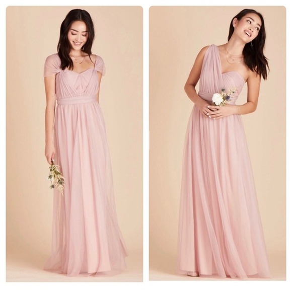 Birdy Grey NWT Christina Dress Women's Size‎ Small Rose Quartz Tulle Convertible - Picture 1 of 13